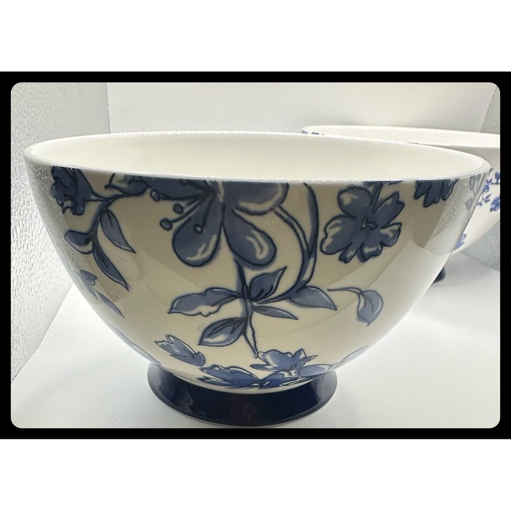 Portobello By Inspire Cereal Bowls Set of 2 White Blue Floral Fine Bone China